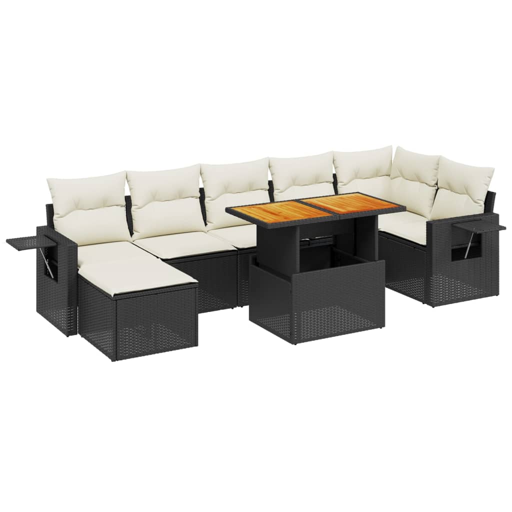 Set Divani da Giardino con Cuscini 8 pz Nero in Polyrattan - homemem39