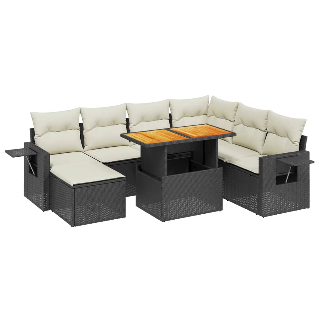 Set Divani da Giardino con Cuscini 8 pz Nero in Polyrattan - homemem39