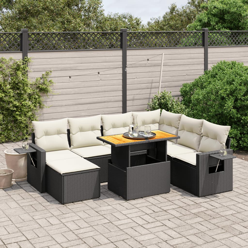 Set Divani da Giardino con Cuscini 8 pz Nero in Polyrattan - homemem39