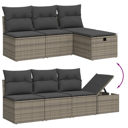 Set Divano da Giardino 9 pz con Cuscini Grigio in Polyrattan