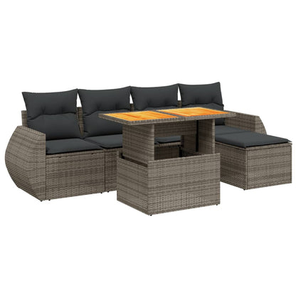 Set Divano da Giardino 6 pz con Cuscini Grigio in Polyrattan | homemem39