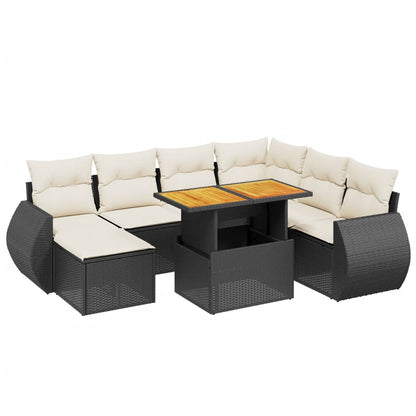 Set Divani da Giardino con Cuscini 8 pz Nero in Polyrattan - homemem39
