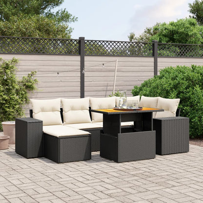 Set Divani da Giardino con Cuscini 7pz Nero Polyrattan - homemem39