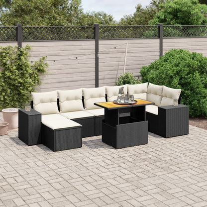 Set Divani da Giardino con Cuscini 8 pz Nero in Polyrattan - homemem39