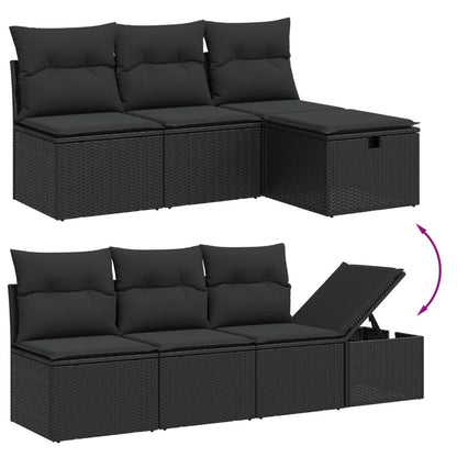 Set Divani da Giardino con Cuscini 8 pz Nero in Polyrattan | homemem39