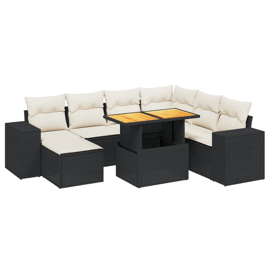 Set Divani da Giardino con Cuscini 8 pz Nero in Polyrattan - homemem39