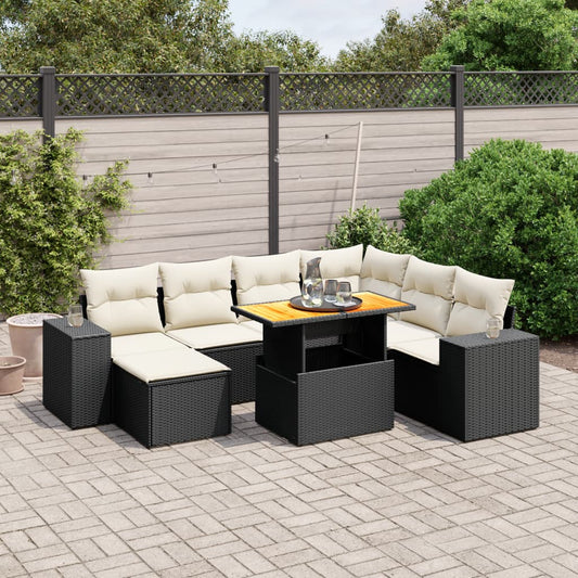 Set Divani da Giardino con Cuscini 8 pz Nero in Polyrattan - homemem39