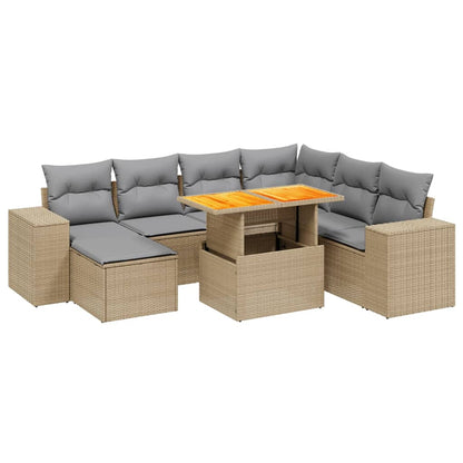 Set Divano da Giardino 8 pz con Cuscini Beige in Polyrattan - homemem39