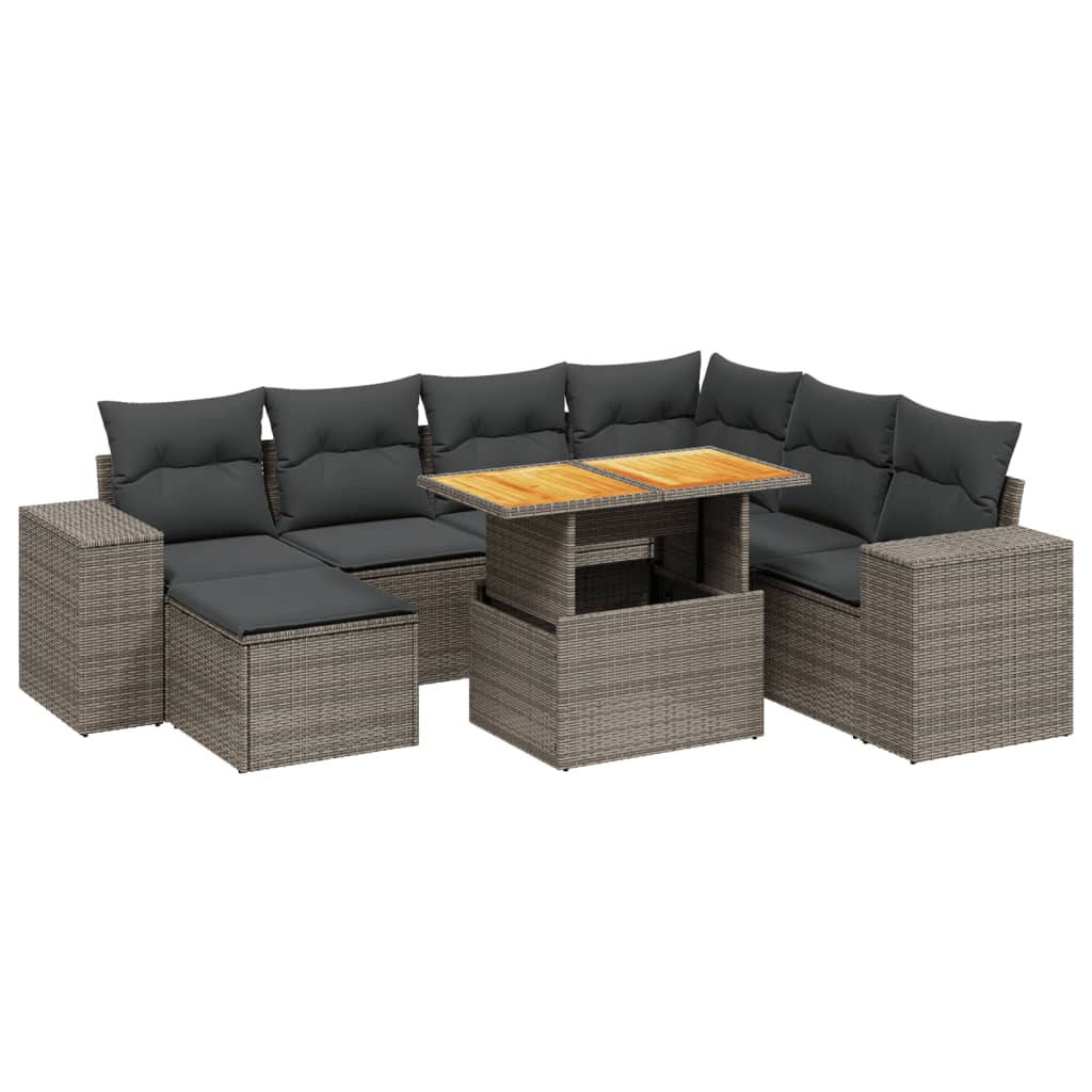 Set Divano da Giardino 8 pz con Cuscini Grigio in Polyrattan | homemem39