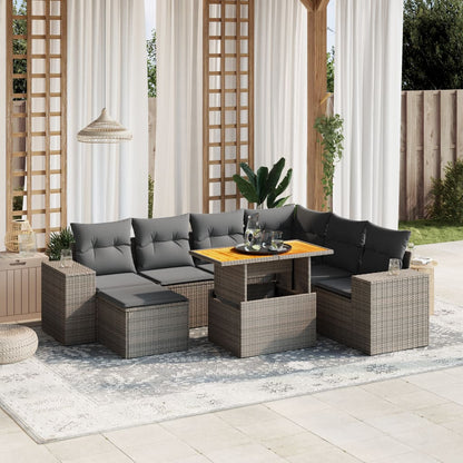 Set Divano da Giardino 8 pz con Cuscini Grigio in Polyrattan | homemem39