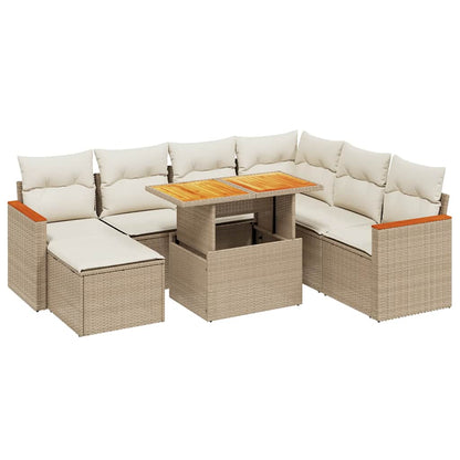 Set Divano da Giardino 8 pz con Cuscini Beige in Polyrattan - homemem39