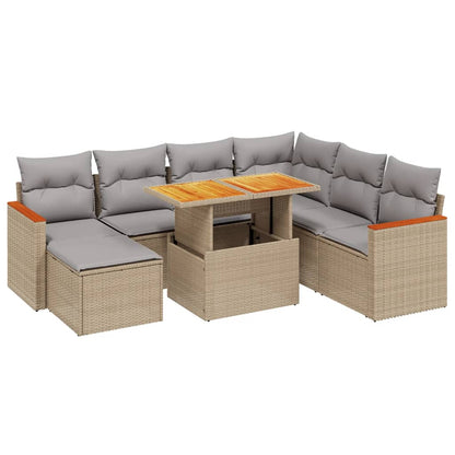 Set Divano da Giardino 8 pz con Cuscini Beige in Polyrattan - homemem39