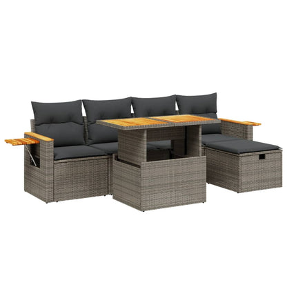 Set Divano da Giardino 6 pz con Cuscini Grigio in Polyrattan | homemem39