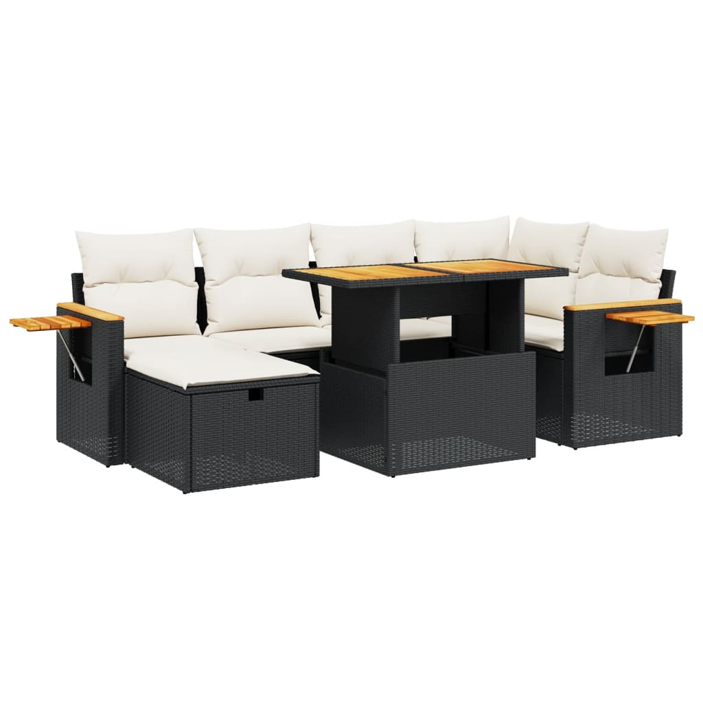 Set Divani da Giardino con Cuscini 7pz Nero Polyrattan - homemem39