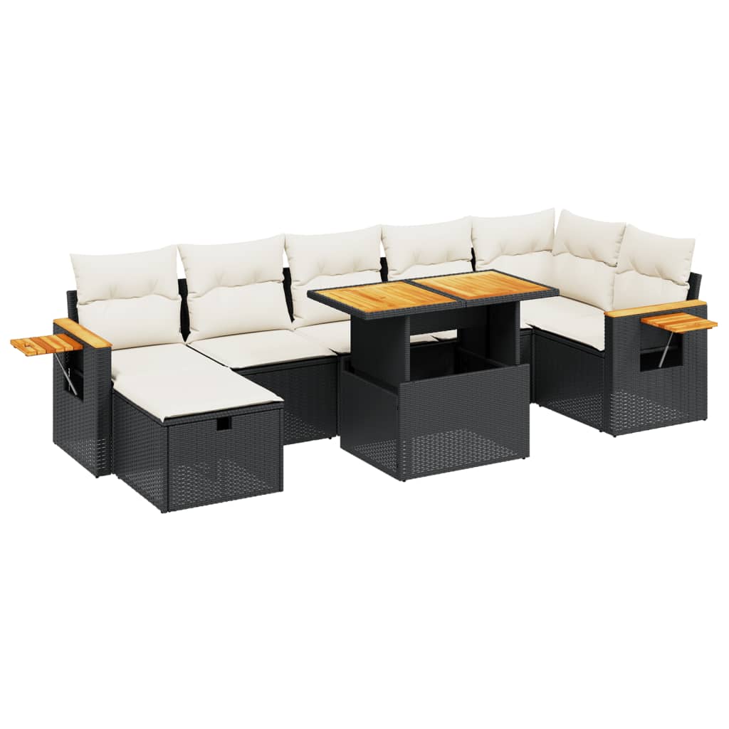 Set Divani da Giardino con Cuscini 8 pz Nero in Polyrattan