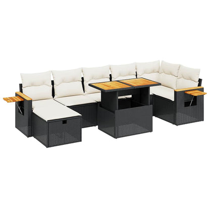 Set Divani da Giardino con Cuscini 8 pz Nero in Polyrattan - homemem39