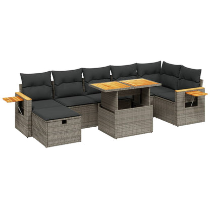 Set Divano da Giardino 8 pz con Cuscini Grigio in Polyrattan | homemem39