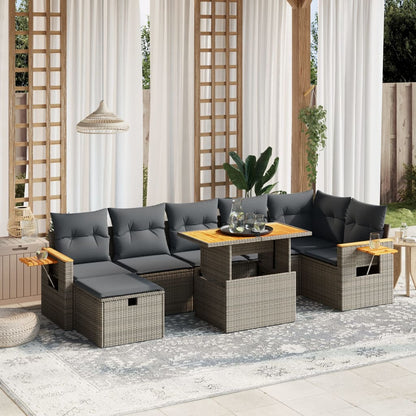 Set Divano da Giardino 8 pz con Cuscini Grigio in Polyrattan | homemem39
