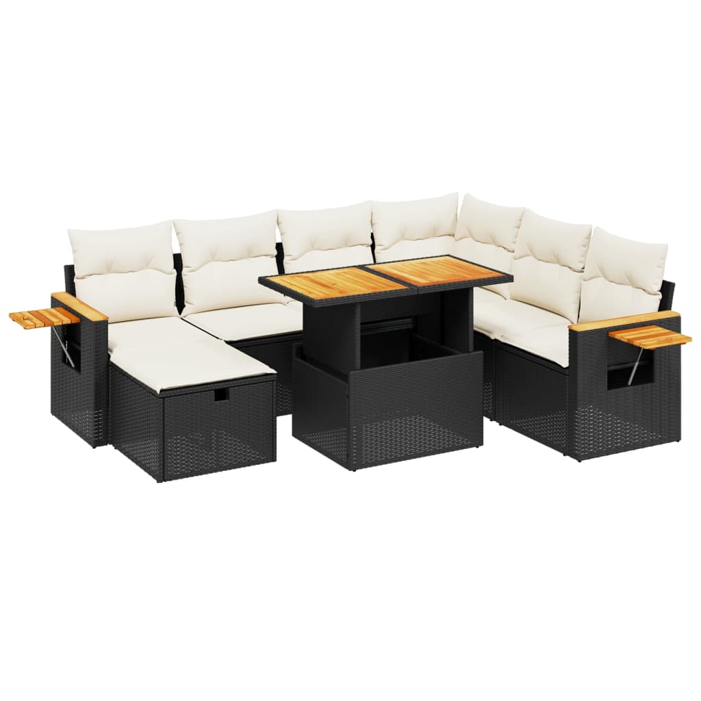 Set Divani da Giardino con Cuscini 8 pz Nero in Polyrattan