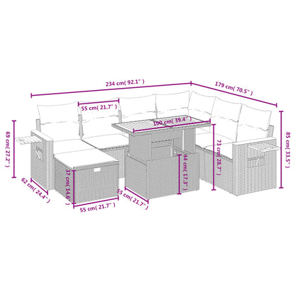 Set Divani da Giardino con Cuscini 8 pz Nero in Polyrattan