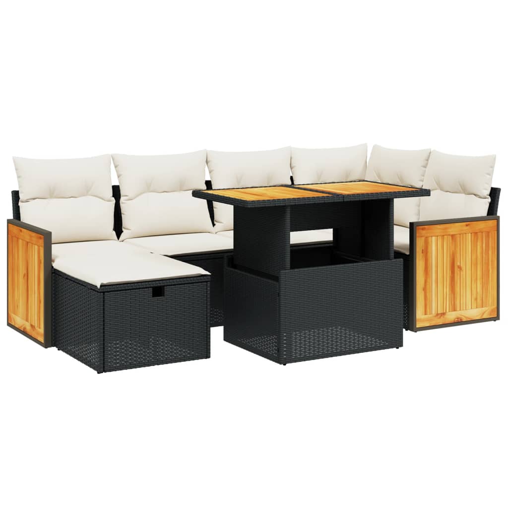 Set Divani da Giardino con Cuscini 7pz Nero Polyrattan - homemem39