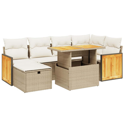 Set Divani da Giardino 7 pz con Cuscini Beige in Polyrattan - homemem39