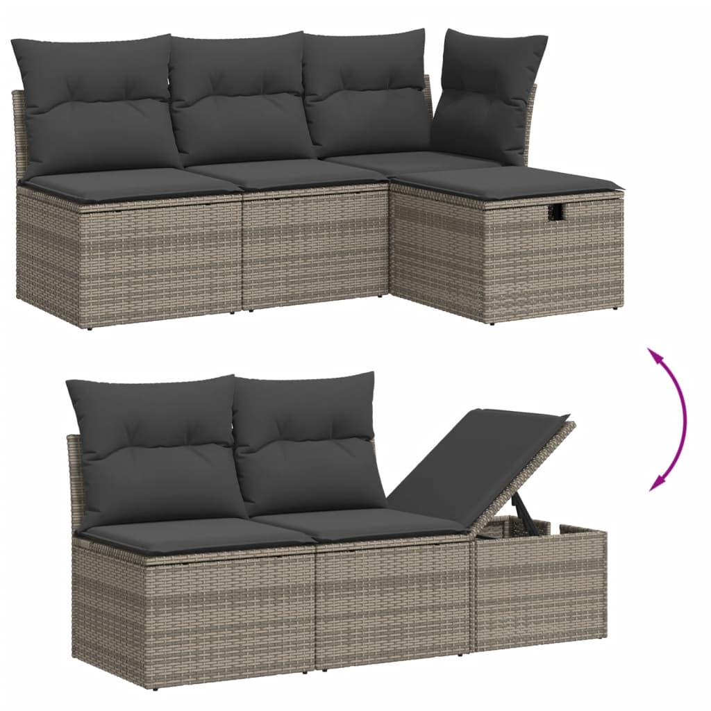 Set Divani da Giardino 7 pz con Cuscini Grigio in Polyrattan