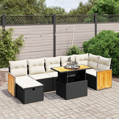 Set Divani da Giardino con Cuscini 8 pz Nero in Polyrattan - homemem39