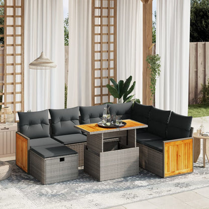 Set Divano da Giardino 8 pz con Cuscini Grigio in Polyrattan | homemem39