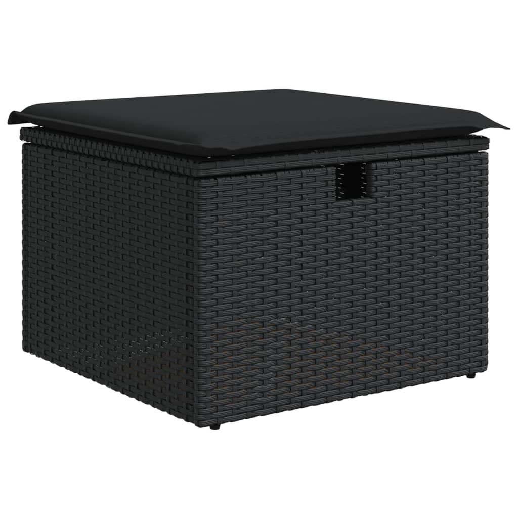 Set Divani da Giardino 11 pz con Cuscini in Polyrattan Nero