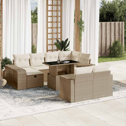 Set Divani da Giardino 11 pz con Cuscini Beige in Polyrattan | homemem39