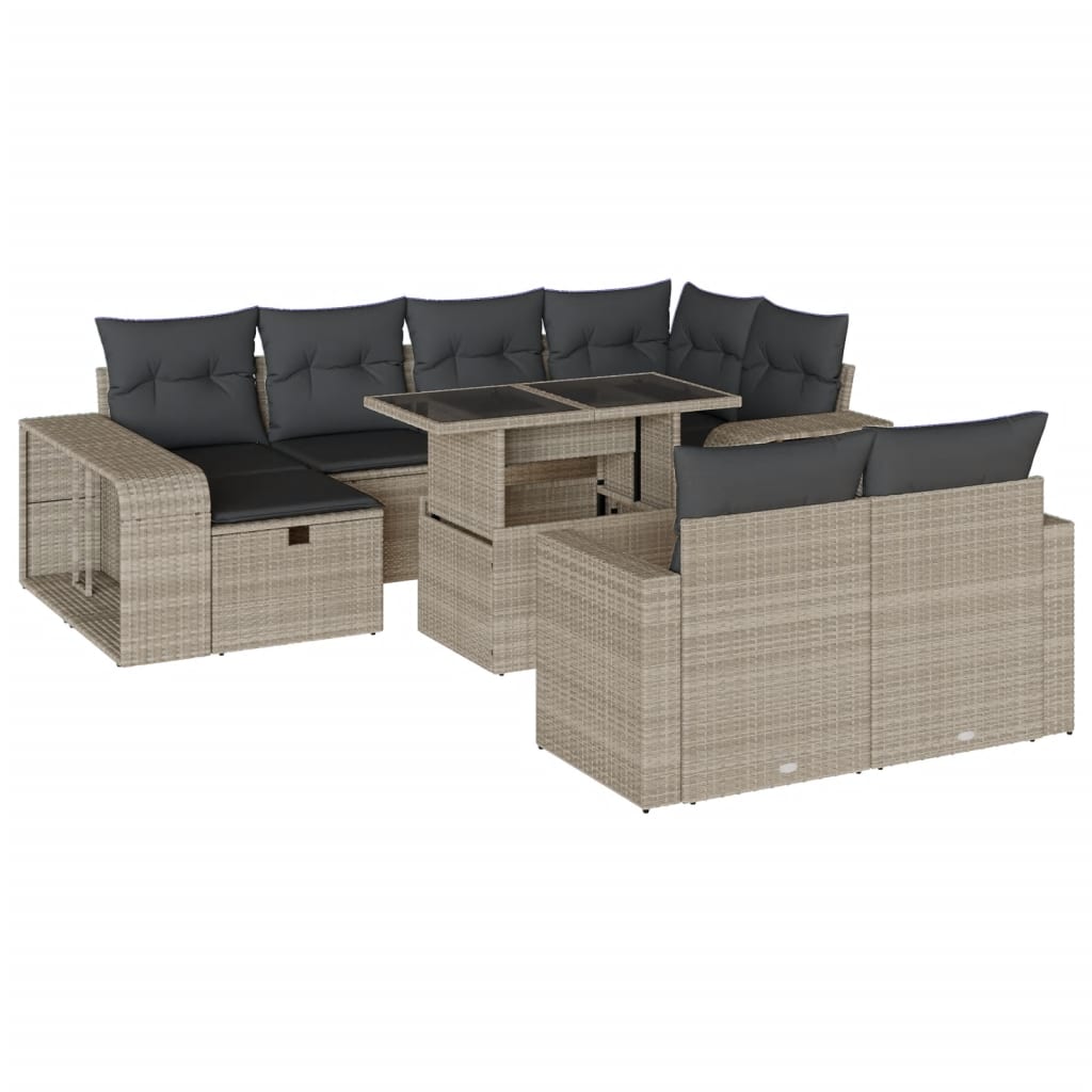 Set Divani da Giardino 11 pz con Cuscini in Polyrattan Grigio - homemem39
