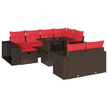 Set Divani da Giardino 11 pz con Cuscini in Polyrattan