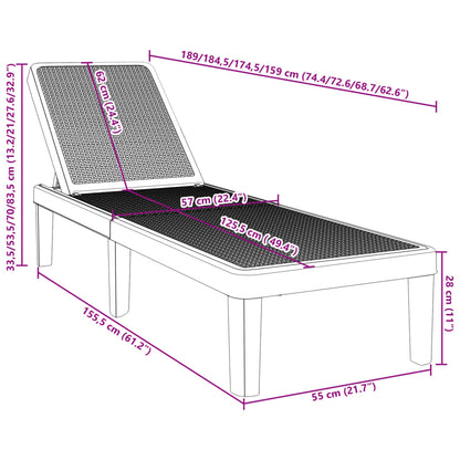 Sun Lounger 4 Adjustable Heights Black 155.5x57x28 cm iPP