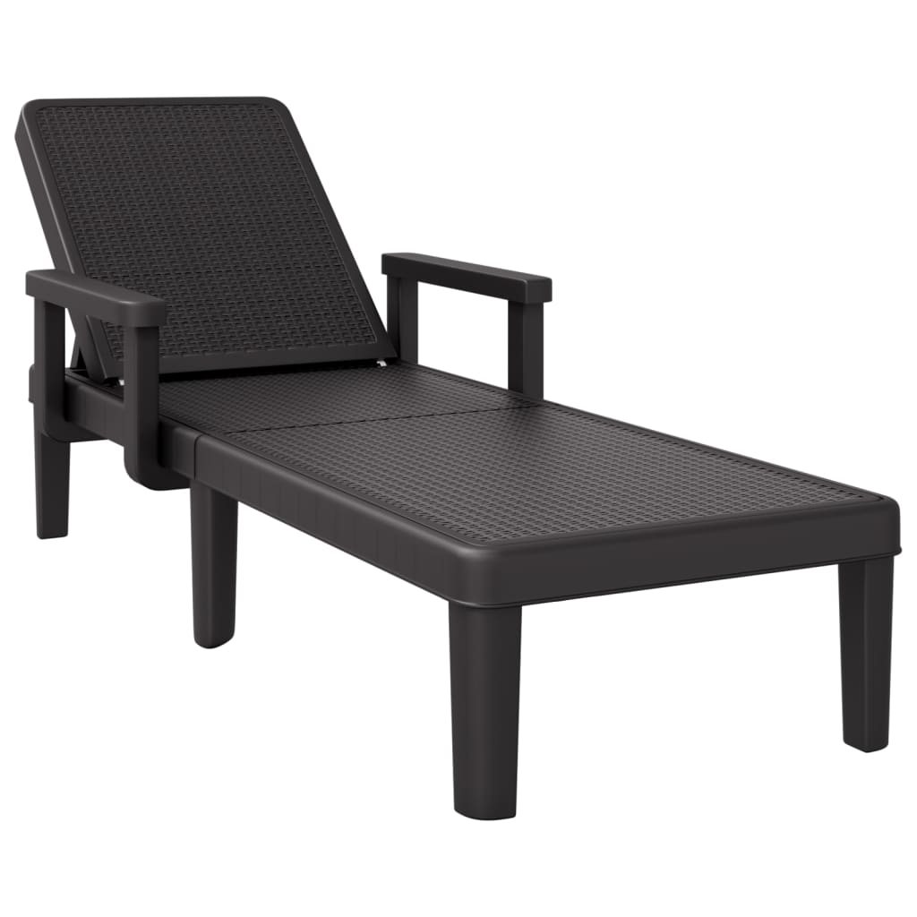 Sun Lounger 4 Adjustable Heights Black 155.5x57x28 cm iPP