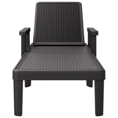 Sun Lounger 4 Adjustable Heights Black 155.5x57x28 cm iPP