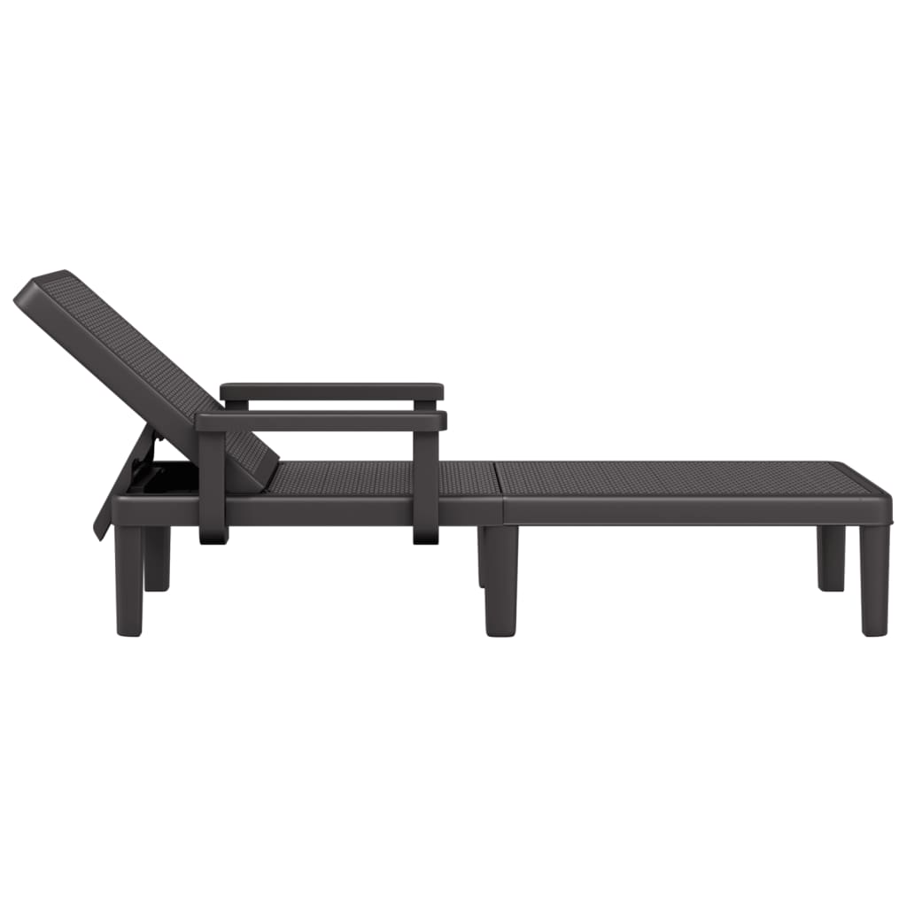 Sun Lounger 4 Adjustable Heights Black 155.5x57x28 cm iPP