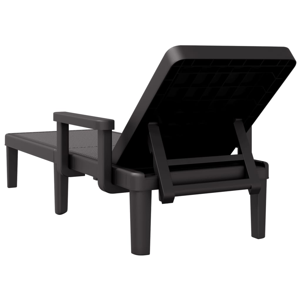 Sun Lounger 4 Adjustable Heights Black 155.5x57x28 cm iPP