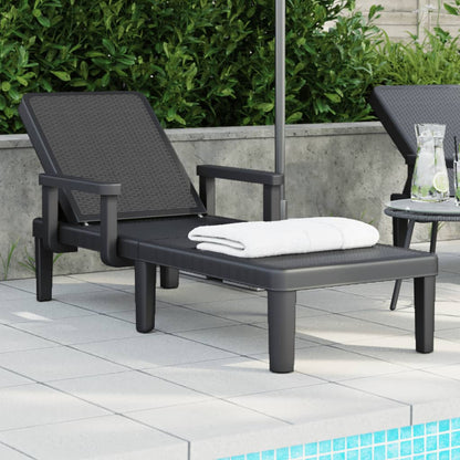 Sun Lounger 4 Adjustable Heights Black 155.5x57x28 cm iPP