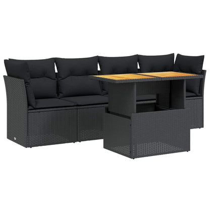 Set Divani da Giardino 5 pz con Cuscini in Polyrattan Nero - homemem39