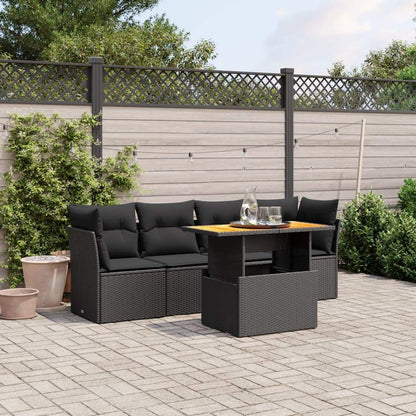Set Divani da Giardino 5 pz con Cuscini in Polyrattan Nero - homemem39
