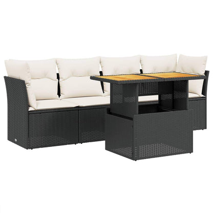 Set Divani da Giardino 5 pz con Cuscini in Polyrattan Nero - homemem39