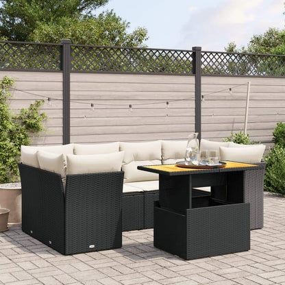 Set Divani da Giardino con Cuscini 7pz Nero Polyrattan - homemem39