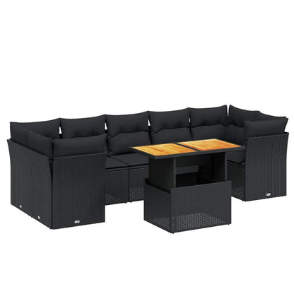 Set Divani da Giardino con Cuscini 8 pz Nero in Polyrattan - homemem39