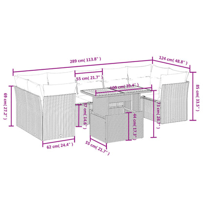 Set Divani da Giardino con Cuscini 8 pz Nero in Polyrattan