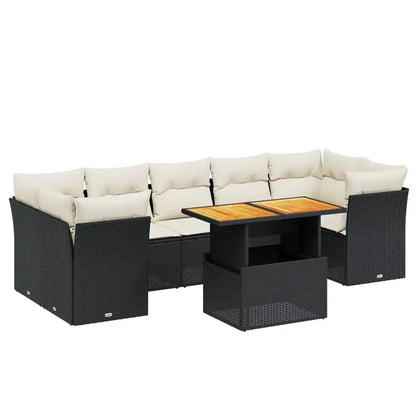 Set Divani da Giardino con Cuscini 8 pz Nero in Polyrattan - homemem39