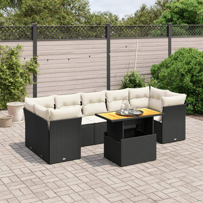 Set Divani da Giardino con Cuscini 8 pz Nero in Polyrattan - homemem39