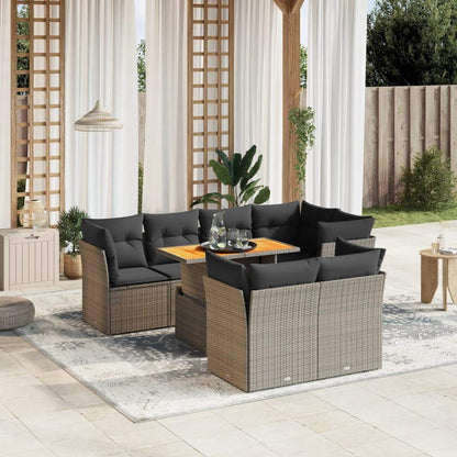 Set Divano da Giardino 8 pz con Cuscini Grigio in Polyrattan - homemem39