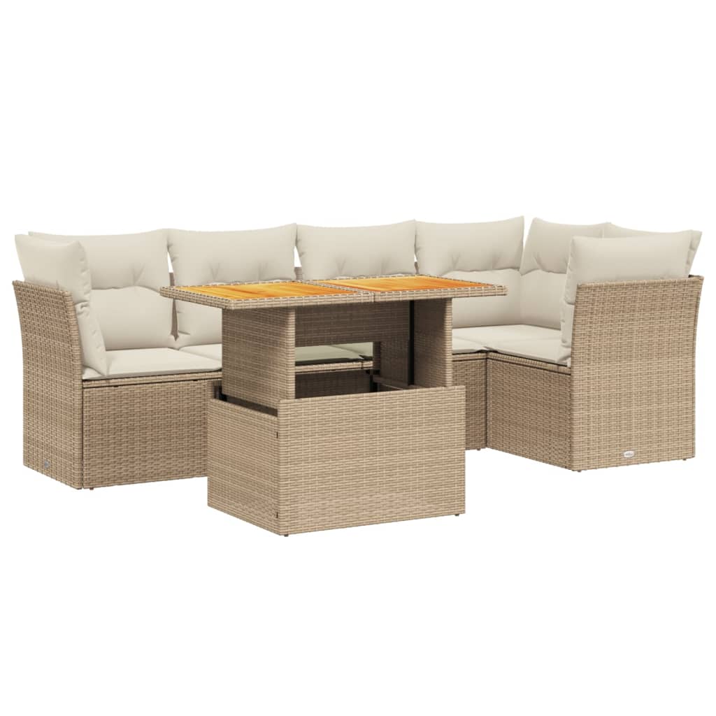 Set Divano da Giardino 5 pz con Cuscini Beige in Polyrattan