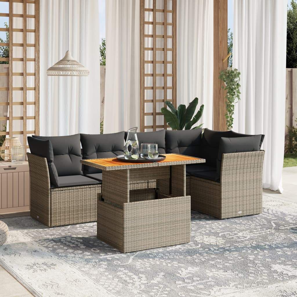Set Divano da Giardino 5 pz con Cuscini Grigio in Polyrattan - homemem39